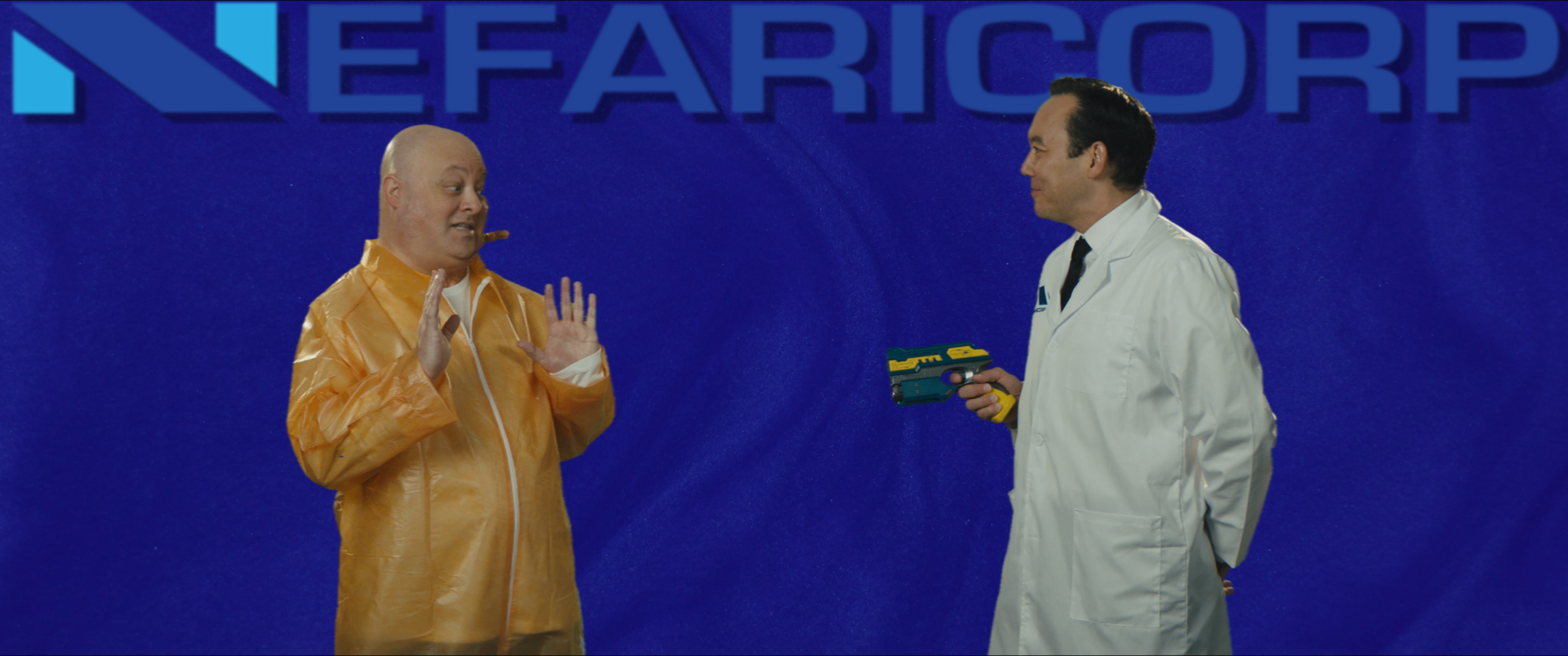 Clone Cops production still 1 - behind the scenes scene from the 2025 indie sci-fi comedy film Clone Cops